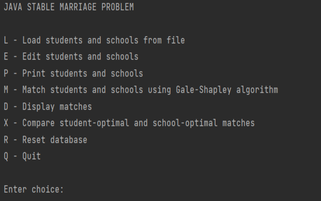 An image of the Stable Marriage Problem Solver project.